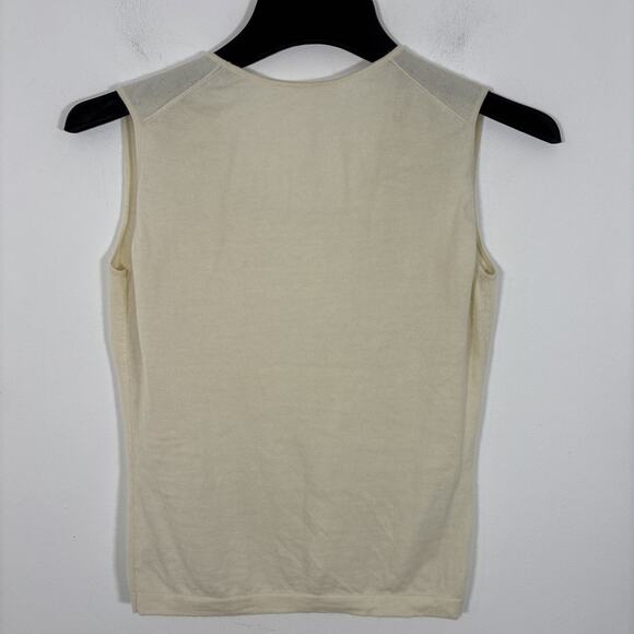 Johnstons Cashmere Sleeveless Sweater Tank Basic Layering Small Ivory Off White - Picture 5 of 8